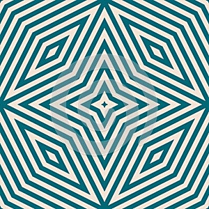 Geometric lines seamless pattern. Vector linear texture in teal and beige color