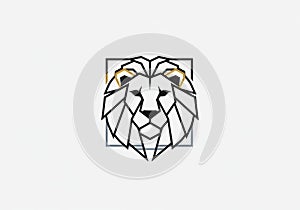 Geometric lion head design featuring sharp, angular lines creating a