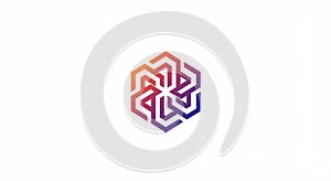 Geometric logo features an intricate hexagonal pattern composed of interwoven lines.