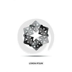 Geometric logo featuring an interlocking hexagonal star pattern composed of