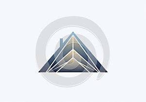 Geometric logo featuring a stylized house shape with a triangular