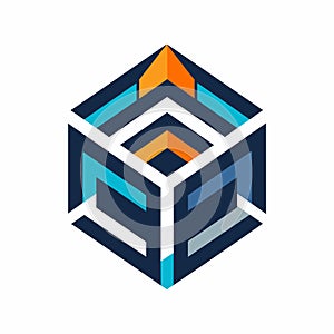 A geometric logo representing progress and advancement for a company selling books, A geometric logo symbolizing progress and