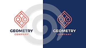 Geometric Logotype template, positive and negative variant, corporate identity for brands, symetry product logo