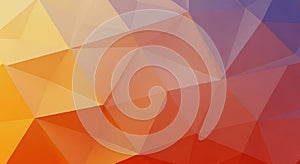 Geometric low poly background with gradient color transition from yellow to red