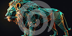geometric male lion orange teal realistic High Detail An photo