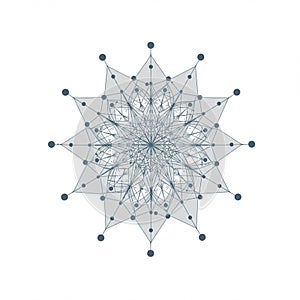 A geometric mandala design featuring a complex, symmetrical pattern of