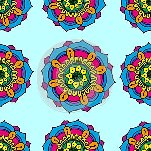 Geometric mandala pattern seamless drawing background