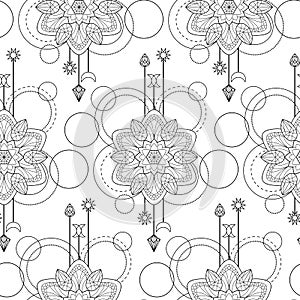 Geometric mandala seamless pattern