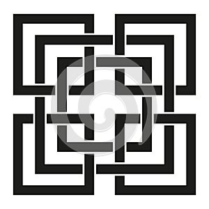 Geometric maze pattern. Black rectangular lines. Abstract labyrinth design. Vector illustration.