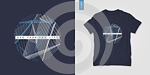 Geometric mens t-shirt design, graphic print, vector illustration