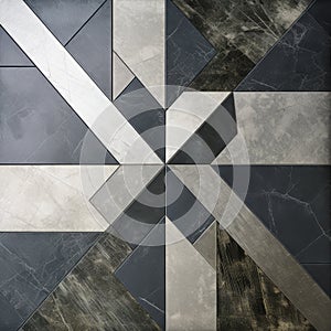 Geometric Metal Tile Design In Postmodern Photomontage Style
