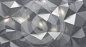 Faceted metallic geometric surface with soft illuminated highlights