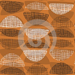 Geometric midcentury style orange textured rapport