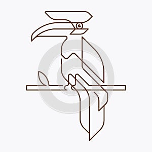 Geometric minimal line style hornbill logo