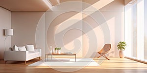 Geometric minimalist room interior design with clean lines and minimal decorative details Generative AI photo