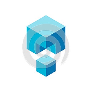 Geometric missing piece of 3d cube. Problem solving puzzle game.