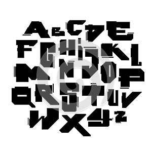 Geometric modern cyber style font. Vector alphabet