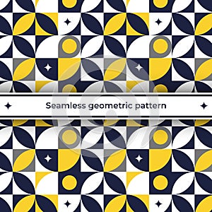 Geometric modern pattern seamless with abstract colors circles diamonds yellow blue white vector image