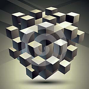 Geometric monochrome polygonal structure, modern science and technology element. Architectural modeling.