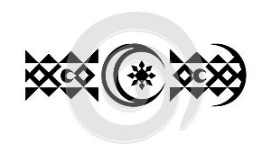 Geometric Moon & Star with Tribal Pattern Border, vector design Generative AI