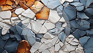 Geometric mosaic decoration on futuristic metallic built structure illustration generated by AI