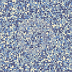 Geometric mosaic seamless vector pattern in blue photo