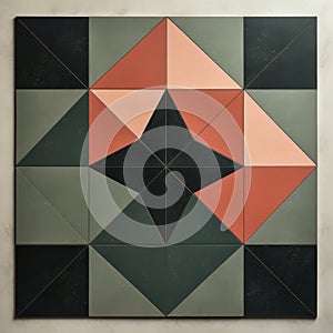 Geometric Mosaic Tile In Green, Pink, And Black: Inspired By Carl Kleiner