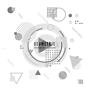 Geometric motion design texture. Simple geometry pattern with frame and text. Identity banner print. Vector