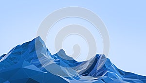 Geometric Mountain Landscape art Low poly with Colorful Blue Background