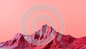 Geometric Mountain Landscape art Low poly with Colorful Red Background