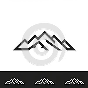 Geometric mountain logo design featuring a series of angular, stylized peaks. The
