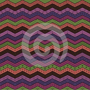 Geometric multicolor chevron or zig zag, seamless tribal pattern