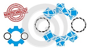 Geometric Nanobot Icon Mosaic and Scratched Nanotechnology Watermark