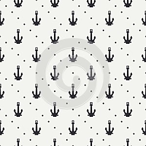 Geometric nautical seamless background pattern with steering wheel and anchor. Vector illustration texture for design