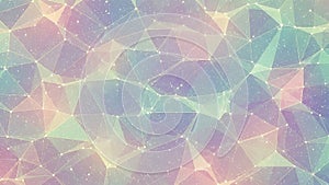 Geometric network of interconnected triangles and dots with a pastel gradient and subtle sparkle