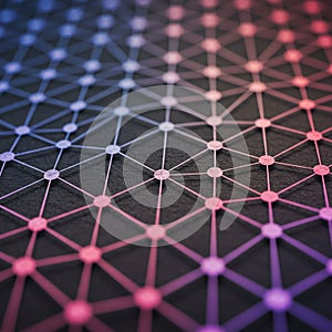 A geometric network pattern consists of interconnected nodes forming triangles,