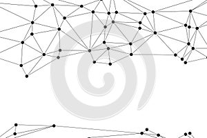 Geometric network pattern with interconnected nodes and lines on white background, abstract design