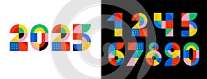 Geometric numbers colourful set. Collection of vector modern numbers