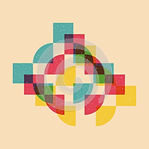 Geometric object with riso print effect. Vector.