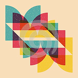 Geometric object with riso print effect. Vector.