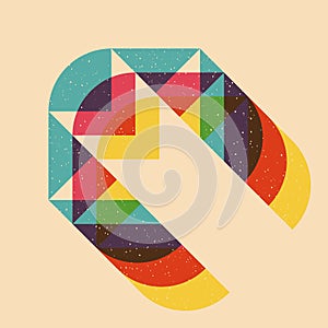 Geometric object with riso print effect. Vector.