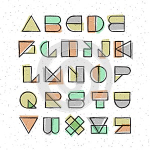 Geometric offset printing style font