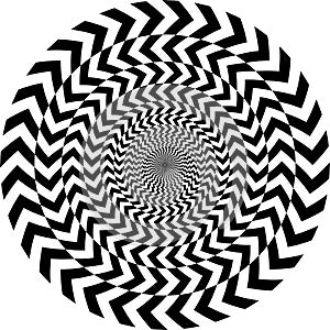 Geometric optical illusion. white and black circle pattern