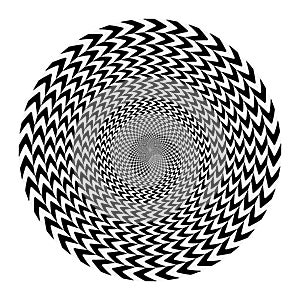 Geometric optical illusion. white and black circle pattern
