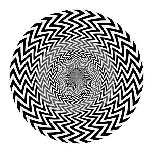 Geometric optical illusion. white and black circle pattern