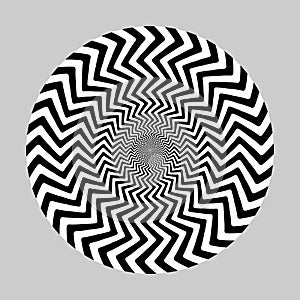 Geometric optical illusion. white and black circle pattern