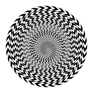 Geometric optical illusion. white and black circle pattern