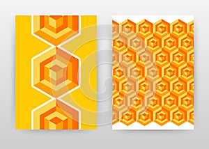 Geometric orange yellow hexagon cubes business design for annual report, brochure, flyer, poster. Geometric background vector