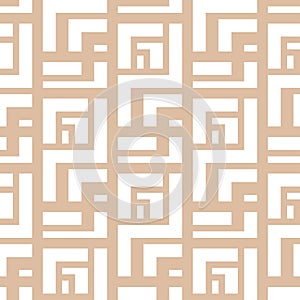 Geometric ornament. Beige and white seamless pattern