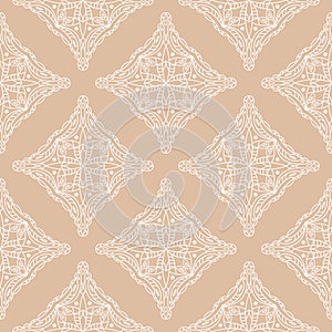 Geometric ornament. Beige and white seamless pattern